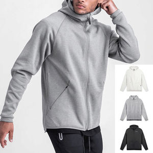 Sports de plein air Gym Running Imperméable Manteau Surdimensionné Coton Polyester Blanc À Capuche Patch Full Zip up Anorak Vestes Hommes - Product Image 2