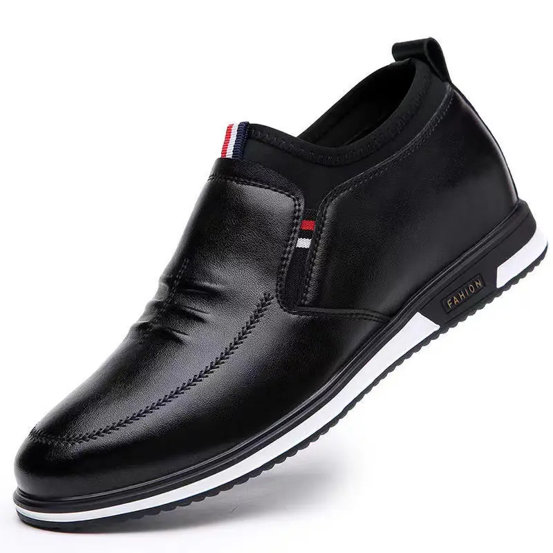 fashion design black and white color leather sport shoes Manufacturers For Men