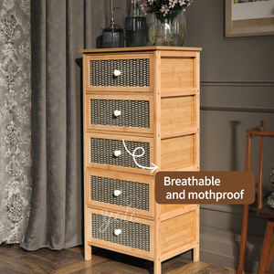 ตู้เก็บของอเนกประสงค์ชั้นหนังสือทำจากไม้และหวายระบายอากาศได้ดีพร้อมดีไซน์ทำความสะอาดง่ายสำหรับห้องนอนสำนักงาน - Product Image 2