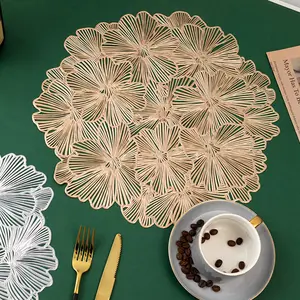 2023 tabletex sang trọng Vòng PVC Vinyl sáng bóng long lanh vàng Nhà hàng khách sạn nhà bếp bảng nơi Thảm placemat cho đám cưới