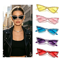 Lunettes de soleil papillon de luxe pour femmes, avec strass et monture sans bords en diamant