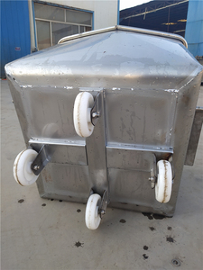 Chariot à viande en acier inoxydable 200L, chariot à trémie en acier inoxydable de qualité alimentaire pour usine de transformation de la viande - Product Image 5