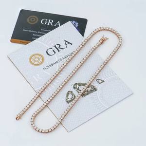 Colliers tennis personnalisés en moissanite 3 mm, 16 et 18 pouces, en argent sterling 925 plaqué or rose, bijoux de mode pour femmes - Product Image 3