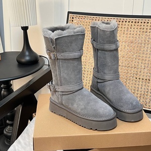Botas de Invierno 2026, Nuevas, Marca Uggs, Transpirables, de Cuero Genuino, Cálidas, con Peluche, Modernas, Gruesas, para Mujer, Botas de Nieve - Product Image 1