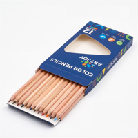 Crayons de couleur 12 couleurs, corps hexagonal en bois de cèdre naturel, non toxiques, pour dessin, coloriage, croquis, boîte de couleur, logo personnalisé OEM