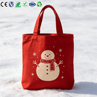 Bolsa de Tela Navideña Lisa con Logotipo Personalizado, Bolsa de Compras de Algodón para las Fiestas, Bolsa de Regalo de Navidad Reutilizable para Impresión DIY
