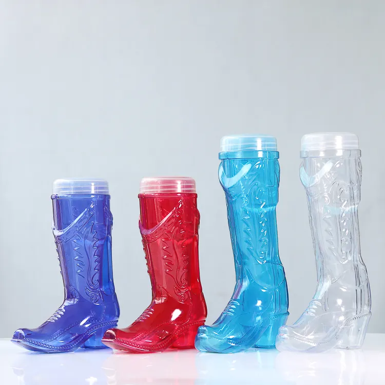 Amazon Top Seller 24oz/32oz Drinking Bottles Boot Shape Slush Cup Plastic Beer Boots for Cowboy Bar