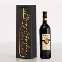 Sac en papier laminé personnalisé avec poignée en corde, estampé à chaud or, résistant à l'humidité, pour emballage de bouteilles de vin et de boissons, vente en gros