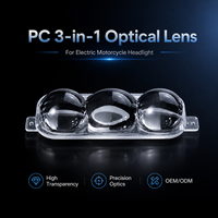 Lentille optique transparente 3-en-1 Lianlong en PC pour module de phare LED de moto électrique, projecteur de phare de scooter à haute transmission