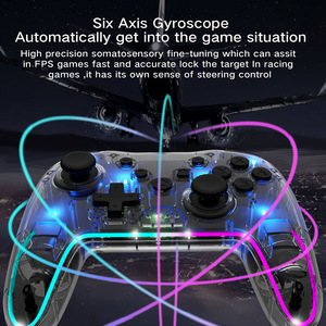 Grosir transparan Gamepad BT nirkabel lampu RGB fungsi Turbo Joystick Game Controller untuk Switch Pc - Product Image 5