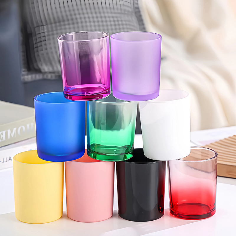 Round Custom Color Luxury Glass Candle