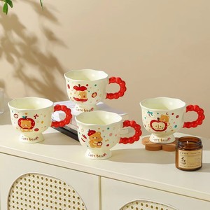 Taza de Cerámica Kawaii con Base, Asa de Burbujas, Borde Festoneado, Diseño Estético de Dibujos Animados, Taza de Café de 400 ml, Apta para Lavavajillas y Microondas, <span class=keywords><strong>Caja</strong></span> de Regalo - Product Image 2