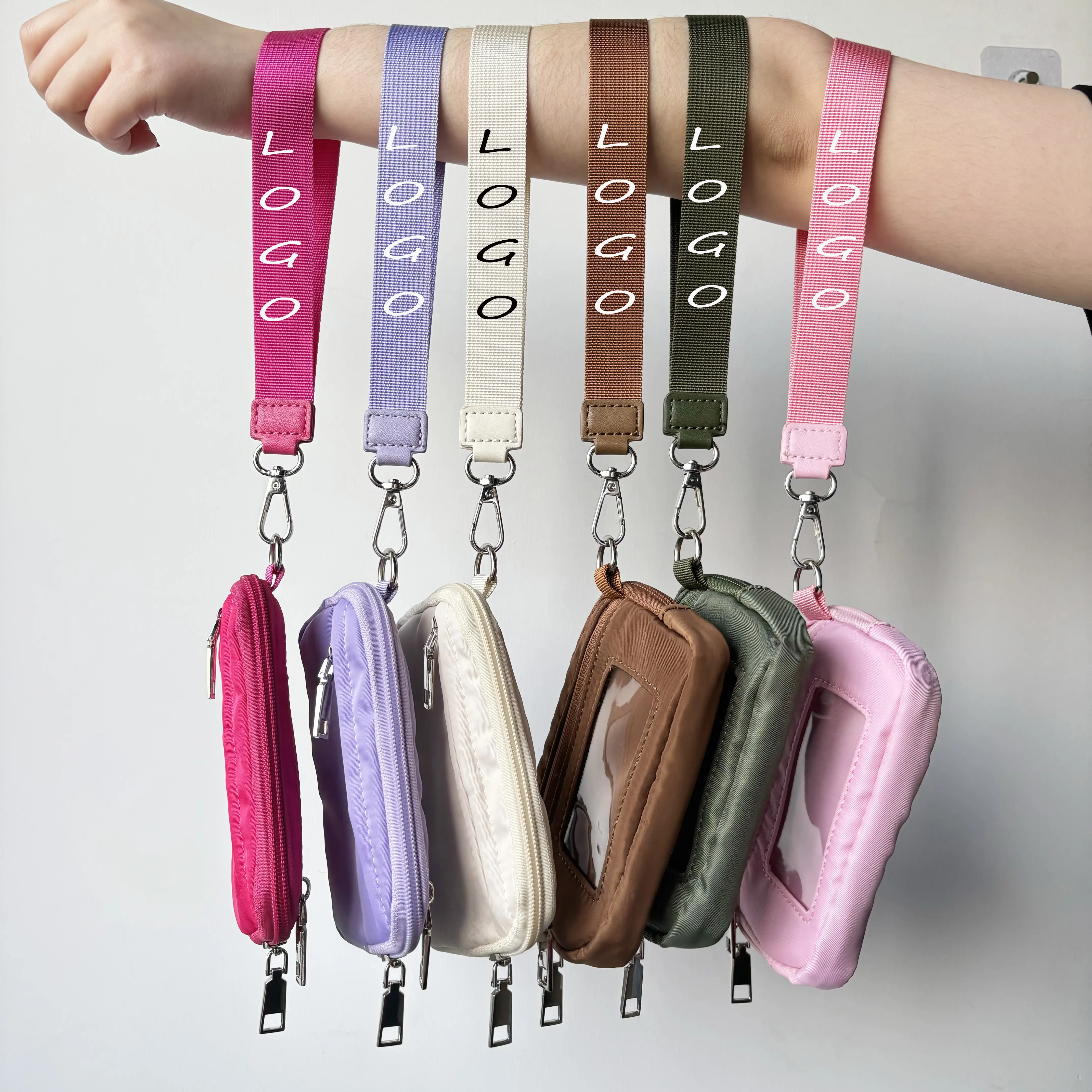 2024 Custom Purse With Logo Mini Purse Bag Women Purses Handbags Clutch Bag Wristlet Double Zipper Pocket Bag
