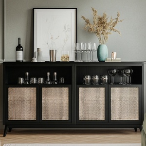 Mueble Auxiliar para Sala de Estar, Moderno Aparador de Madera con Dos Gabinetes y Dos Estantes Interiores - Product Image 2