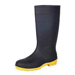 Bottes Wellington noires OEM en gros, avec embout en acier, anti-perforation, antidérapantes, résistantes aux huiles et aux produits chimiques, pour la construction - Product Image 1