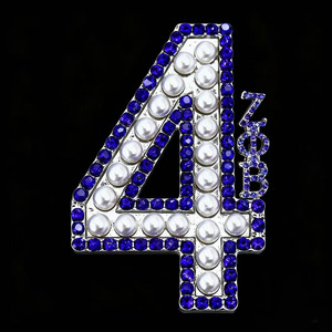 Tùy chỉnh Tình Huynh Đệ Hy Lạp Zeta phi Beta Trâm-men màu xanh, ngọc trai trắng, số 1-100series Pin - Product Image 4