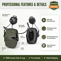 Protection auditive électronique tactique OEM personnalisée en gros, compatible casque, avec défenseurs d'oreille électroniques ABS montés sur casque