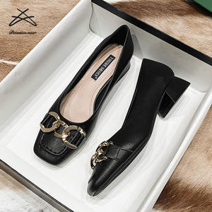 <span class=keywords><strong>Chaussures</strong></span> à talons courts et bas pour femmes, <span class=keywords><strong>chaussures</strong></span> de style marche de printemps à bout carré, escarpins à talons pour femmes - Product Image 3