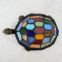 Lampe de table décorative en forme de tortue faite à la main, style verre teinté, veilleuse pour chambre à coucher, salon, décoration de la maison, personnalisable