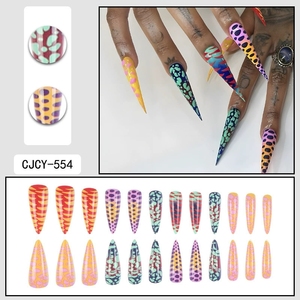 Suministros para <span class=keywords><strong>uñas</strong></span> hechos a mano Super Long Stiletto Press en <span class=keywords><strong>uñas</strong></span> al por mayor 24 piezas acrílico <span class=keywords><strong>uñas</strong></span> postizas arte <span class=keywords><strong>con</strong></span> <span class=keywords><strong>rayas</strong></span> <span class=keywords><strong>de</strong></span> cebra coloridas - Product Image 2