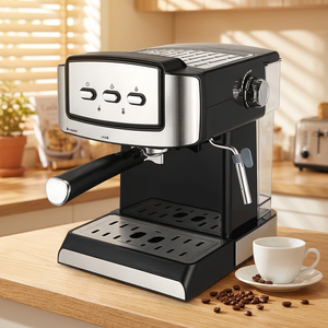 Cafetera Espresso Profesional de 1500W, Sistema de Preparación Eléctrico de Acero Inoxidable para el Hogar con Vaporizador y Bandeja de Goteo - Product Image 1