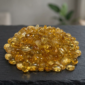 พลอยซิทรินธรรมชาติทรงรีสีเหลืองแบบคาโบชองสำหรับทำเครื่องประดับ - Product Image 4