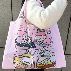 Bolsas de Compra Plegables de Lona Ecológicas, Nuevas para 2025, Venta al por Mayor, Serie de Pintura al Óleo, Bolsa de Supermercado con Dibujos Animados - Product Image 5