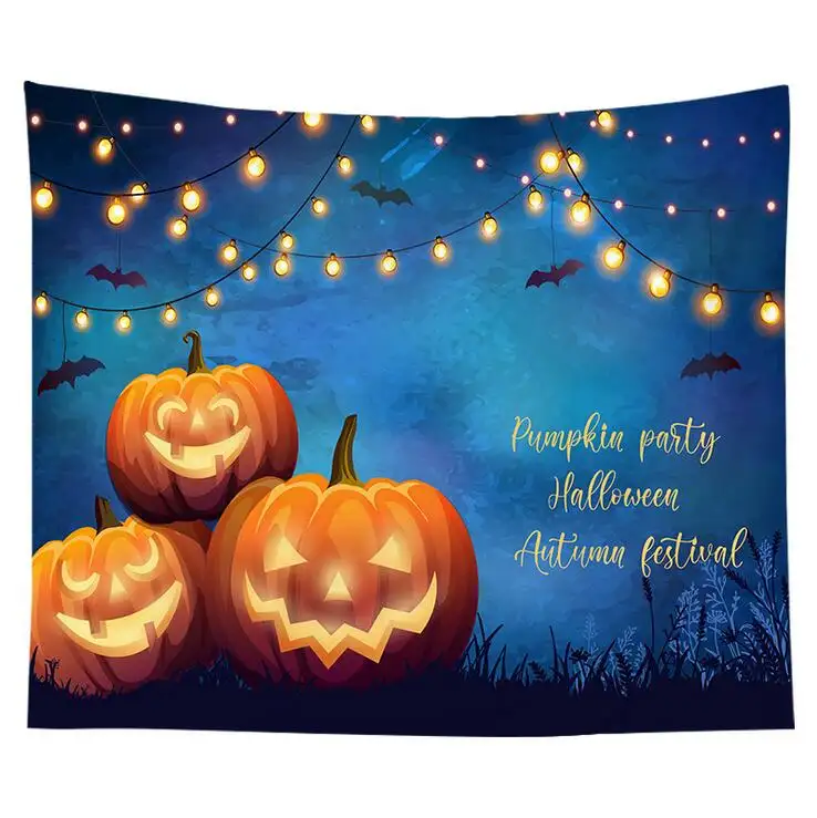 Tapiz de feliz Halloween personalizado barato para decoración de pared con gancho y cinta