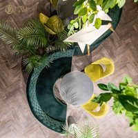 Canapé en velours en forme de S personnalisable, banquette moderne verte courbée en demi-cercle, sièges pour restaurant commercial, table et chaise