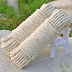 Corde en coton tressé macramé cordon en coton pour le bricolage artisanat et la décoration de jardinage en gros corde tressée de couleur naturelle 6 Mm T/T,L/C