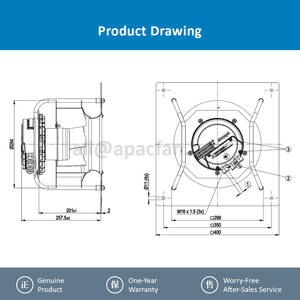 สำหรับ K3G250-AV29-B2 230VAC 250มม. 50/60Hz 750W 3.3A 3120m 3/H 3450rpm ลูกปืน IP54พัดลมระบายความร้อนแรงเหวี่ยงมอเตอร์ - Product Image 4