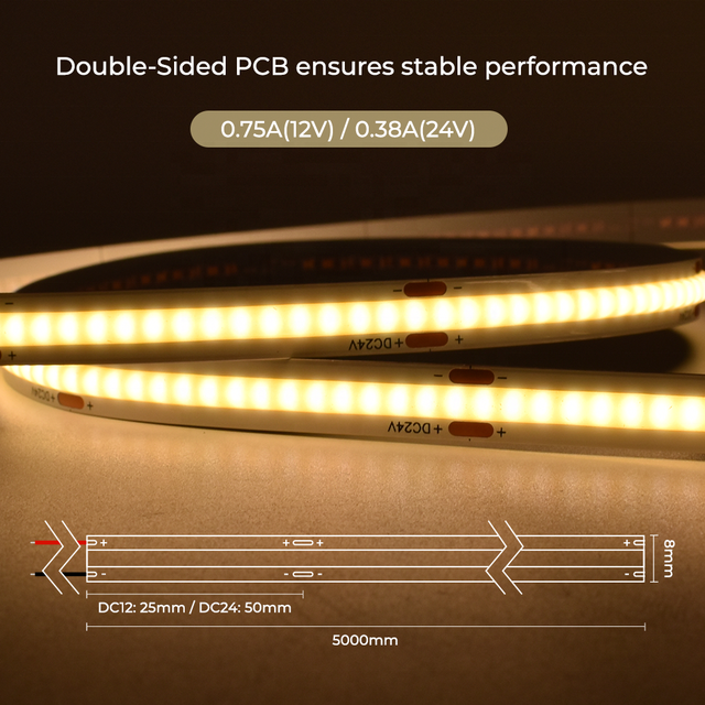 China COB LED Strip Light 320LEDs Warm White 3000K 24V CRI90 Flexible Wi-Fi IP20 Landscape Lighting 3-Year Warranty