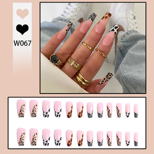 Faux ongles de luxe en gros, longs, en forme d'amande, à presser, motifs capsules colorées à la française, tailles personnalisées, étiquette privée - Product Image 1