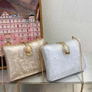 2024 Luxury acrylic shell purse ladies clutch bag evening bags high quality metal chain jewelry hand bags