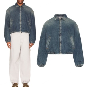 Ventes en gros de vestes en jean pour hommes de haute qualité, personnalisées avec logo, service OEM, style vintage, respirantes, bleu délavé - Product Image 1