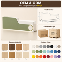 Bureau d'accueil professionnel contemporain bicolore avec éclairage LED blanc sous-monté et accent vert pour clinique dentaire – Dessin de conception gratuit