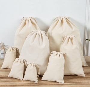 Biểu tượng tùy chỉnh tái chế đồ trang sức gói quà tặng calico Muslin Pouch Muslin vải bông dây kéo túi Giày Logo bông Bụi Túi - Product Image 4