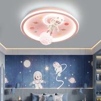 Bleu rose créatif dessin animé Spaceman planète série LED Dimmable plafonnier pour chambre lumière chaude Protection des yeux plafonnier