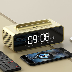 Oneder V06 Bluetooth Speaker <b>Clock</b> With LED Display FM Radio Smartphone Stand - Product Image 2