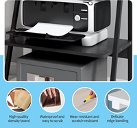Support d'imprimante en métal et bois de qualité supérieure avec rangement multi-niveaux ; Organisateur de bureau robuste pour les scanners et les documents de la maison ou du bureau