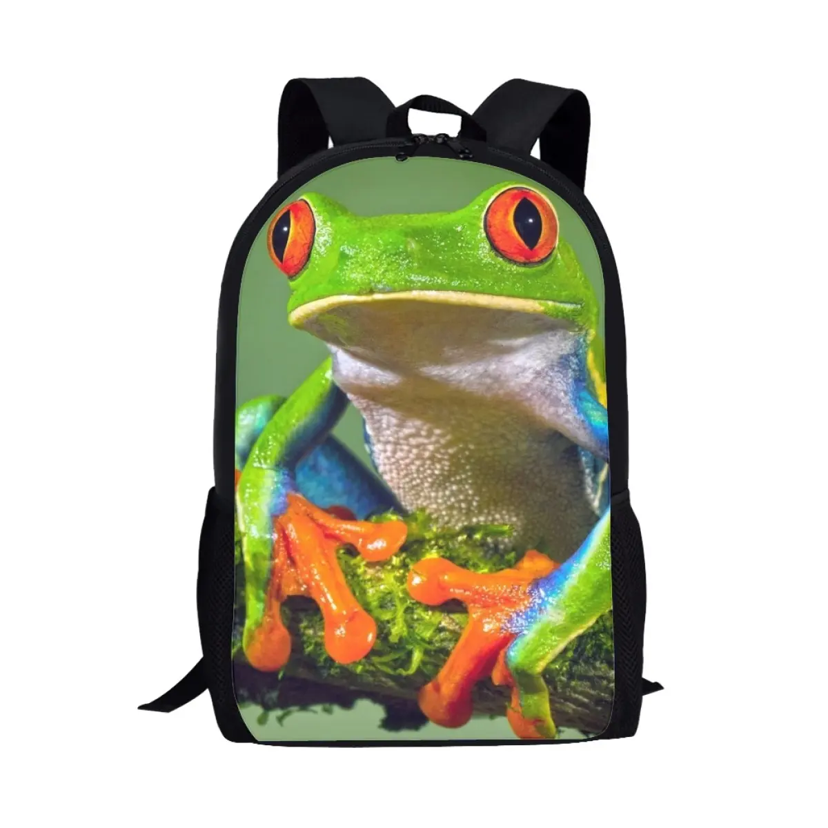 1 Pc Custom Cool 17 inch Animals Red-eyed Tree Frog School Bag Backpack For Kids 5-7 Personalized Bookbag Boys