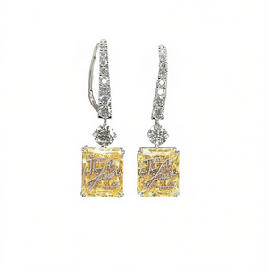 Pendientes de Diamantes en Oro Blanco para Mujer Jr Ae, Corte Esmeralda Amarillo Elegante, Certificados por Gia, Joyería de Lujo para Bodas - Product Image 1