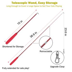 Giocattoli interattivi per gatti-giocattolo a bacchetta retrattile e ricariche di giocattoli di piume per gatti da interno da inseguire ed esercitare - Product Image 3