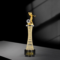 Trophée de golf personnalisé en cristal et métal pour club, récompense sportive, souvenir de tournoi de championnat