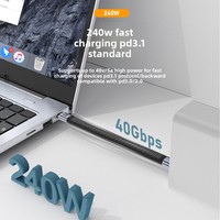 Kabel Data USB4 Dual-head Type-C FPC Fitur Lengkap 40 Gbps PD Pengisian Cepat 240 W Audio-video 8K Kabel Silikon