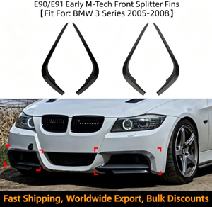 ชุดแต่งสปอยเลอร์กันชนหน้าสำหรับ BMW ซีรีส์ 3 E90 ปี 2013-2019 และปี 2005-2008 ชุดแต่งวินด์ไนฟ์ปรับมุม คานาร์ดหน้า - Product Image 1