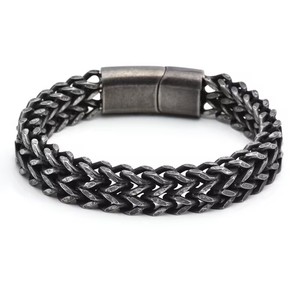 Pulsera <span class=keywords><strong>de</strong></span> Cadena Franco Gruesa para Hombre, Acero Inoxidable, Chapada en Oro/Negra, 12 mm <span class=keywords><strong>de</strong></span> Ancho, Cadena Cubana con Cierre Magnético - Product Image 5