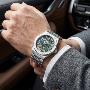 Montre à quartz en acier inoxydable OEM ODM avec logo personnalisé, bracelet en cuir, cadran en <span class=keywords><strong>pierre</strong></span> <span class=keywords><strong>naturelle</strong></span> de haute qualité, lumineuse, pour homme - Product Image 2