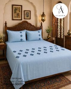 Texture Embroidery 300TC King Size Bedsheet Modern Eco-Friendly Soft and Elegant <b>Bedding</b> for Bedroom Daily Use Guest Room - Product Image 3