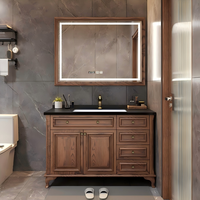 Ensemble de meuble-lavabo de salle de bain intelligent en chêne blanc sur mesure avec miroir, design moderne, mural, pour appartement et villa, avec rangement au sol